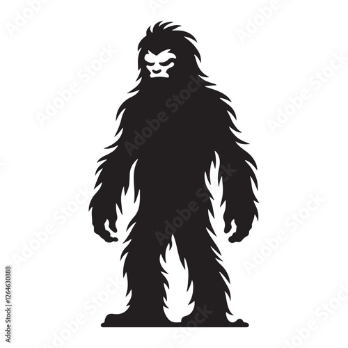 Haunting Yeti silhouette crafted for supernatural and horror designs - Yeti illustration - Yeti vector - mythical creature silhouette
