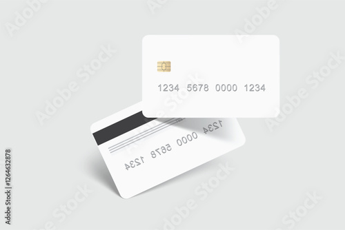 Vector realistic plastic credit card templates. Blank debit card with chip card on background. Mockup empty design for online business and finance, technology payment, digital payment concept.
