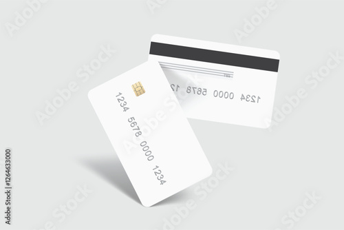 Vector realistic plastic credit card templates. Blank debit card with chip card on background. Mockup empty design for online business and finance, technology payment, digital payment concept.
