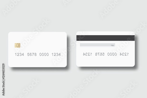 Vector realistic plastic credit card templates. Blank debit card with chip card on background. Mockup empty design for online business and finance, technology payment, digital payment concept.
