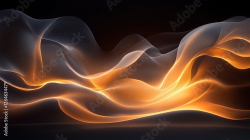 Luminous flowing shapes. Bright gradients in obsidian shadow and warm citrine. Soft curves merging into abstract designs.