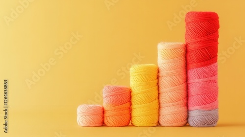 Yarn Threads Bar Graph, a colorful minimalist representation of data using gradient yarn threads, showcasing a unique textile approach to visualization