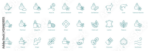 Comprehensive Fragrance Notes Collection Vector Icon Set