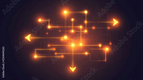 Glowing Financial Flow Chart, a sleek design illustrating financial processes with luminous arrows and abstract nodes for clarity in data presentation