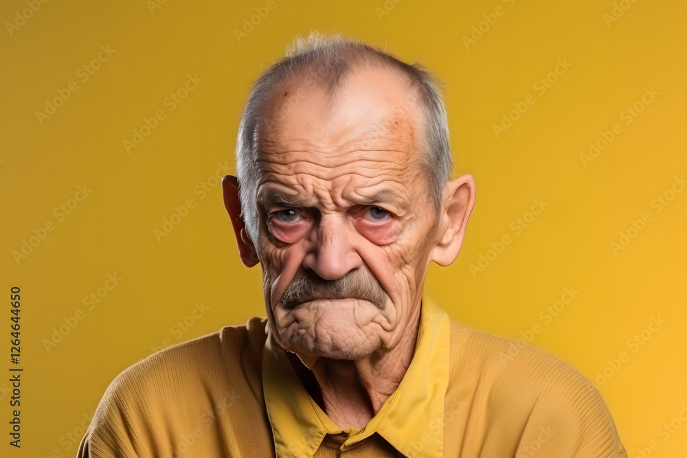 Old Man Expressing Extreme Sadness Against a Colorful Background Old Man Expressing Extreme Sadness Against a Colorful Background