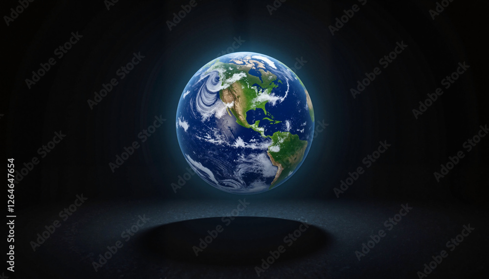 Fototapeta premium Floating Earth globe against dark background