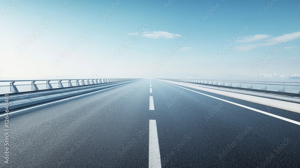 Fototapeta premium Empty Highway Bridge Road Trip to City View