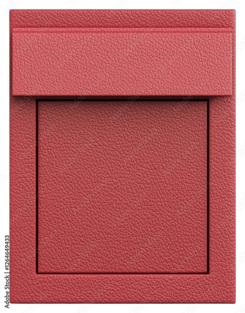 Fototapeta premium Abstract Textured Red Square Design with Minimalist Geometric Frame on Transparent Backdrop