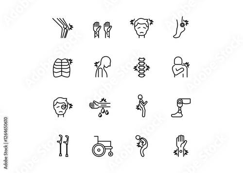 Set of icons for injury. Editable stroke. Vector illustration