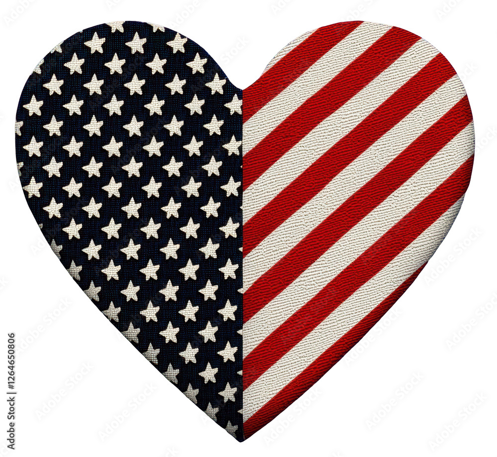 Obraz premium American Flag Heart Shape with Stars and Stripes on Transparent Backdrop