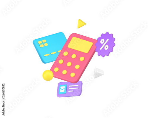 Accounting service sale discount banking special offer 3d icon realistic vector illustration. Financial commercial bank account analyzing budget balance calculation earnings expenses control