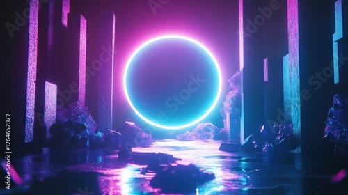 Futuristic Flow Glowing Waves in Purple and Blue, Dynamic Elegance Modern Dark Abstract Background, Radiant Technology Shiny Lines and Abstract Waves