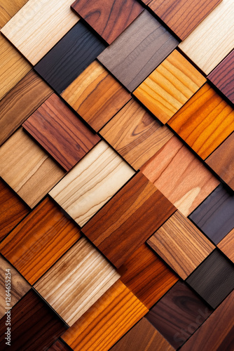 A close up of a wall made of different colored wood planks