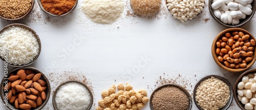 Wallpaper Mural Variety of Healthy Grains, Nuts, and Seeds Flat Lay Torontodigital.ca