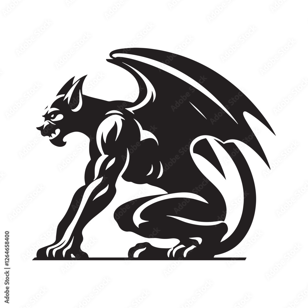 Nightwatch Gargoyle silhouette symbolizing mystery and supernatural presence - Gargoyle illustration - Gargoyle vector - mythical creature silhouette
Nightwatch Gargoyle silhouette symbolizing mystery and supernatural presence - Gargoyle illustration - Gargoyle vector - mythical creature silhouette