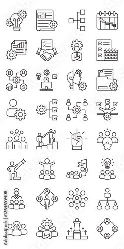 management set of web icons in line style. project, management, planning, scheduling and timeline. Vector illustrator