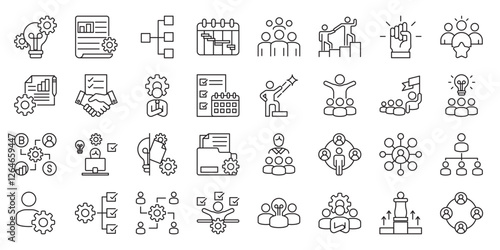 management set of web icons in line style. project, management, planning, scheduling and timeline. Vector illustrator