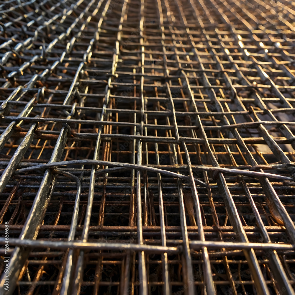 Close-up view of intricate metallic grid texture at sunrise highlighting tiny details Close-up view of intricate metallic grid texture at sunrise highlighting tiny details
