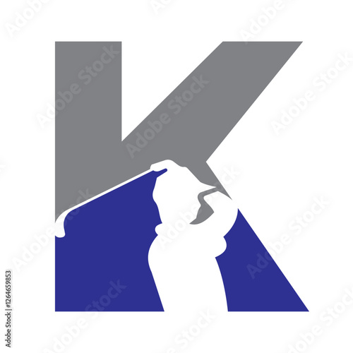 Initial Letter K Hockey Player Logo Concept For Hockey Game Club Symbol Vector Template