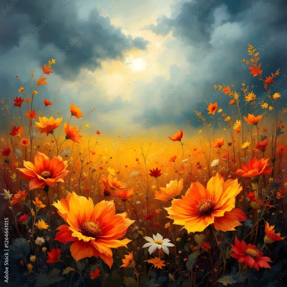 Obraz premium Flowers and sky