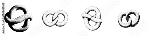 A modern and appetizing pretzel illustration is available, featuring a Brezel sketch in drawing, engraving, ink, and line art styles, symbolizing German cuisine for use in various designs