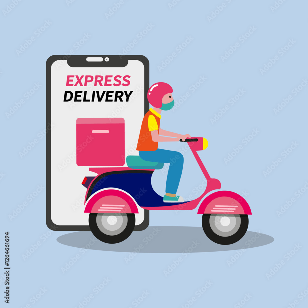 Online Delivery Man representing Online express delivery concept, Delivery Man, Online Order Tracking Online Delivery Man representing Online express delivery concept, Delivery Man, Online Order Tracking