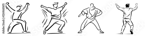 A monochrome drawing depicts a businessman gesturing to something with one hand while beckoning to himself with the other, characterized by scribbles, outlines, and ink