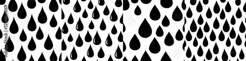 A Scandinavian-style seamless pattern featuring hand-drawn black and white raindrops has been created as a modern texture