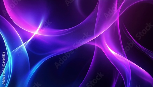 Futuristic Flow Glowing Waves in Purple and Blue, Dynamic Elegance Modern Dark Abstract Background, Radiant Technology Shiny Lines and Abstract Waves