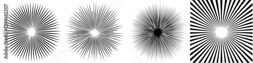 Bursting rays in vintage monochrome, ideal for retro-themed projects with a modern illustration twist