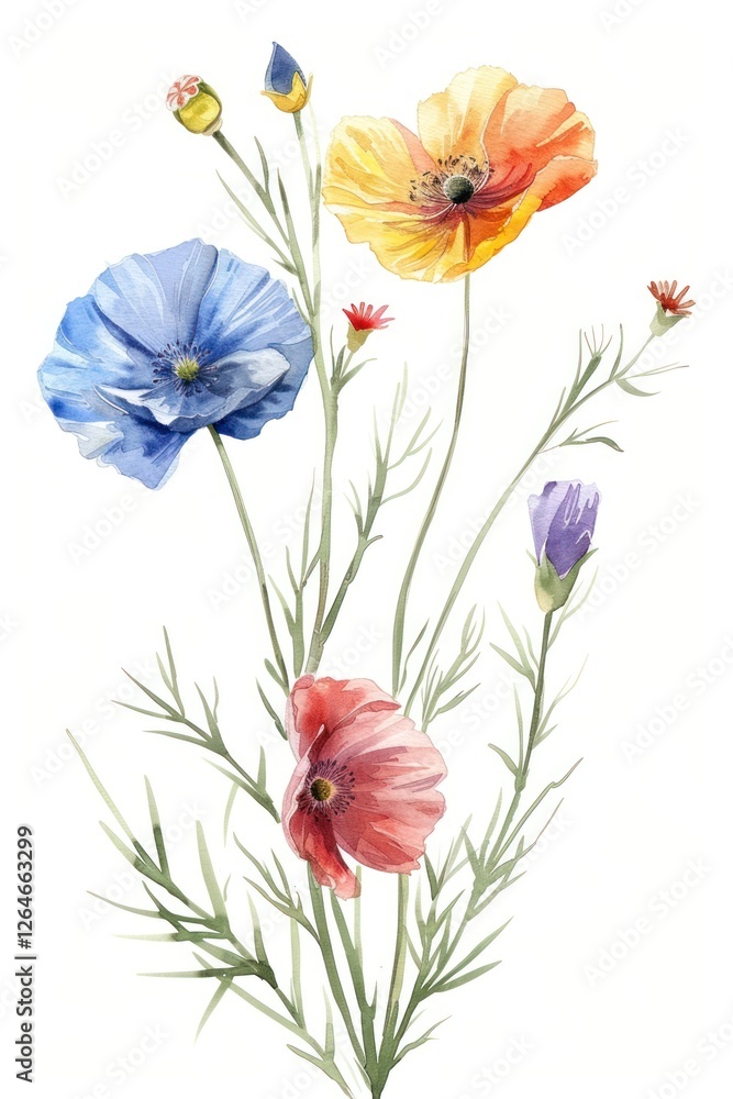 Fototapeta premium Individual wildflower asteraceae painting anemone.