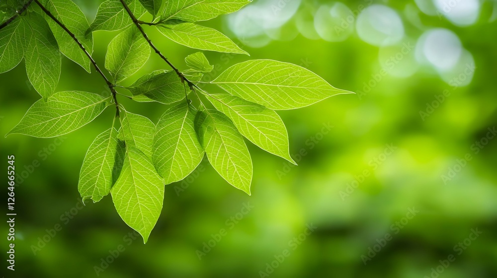 Closeup of Vibrant Green Leaves with Water Droplets Closeup of Vibrant Green Leaves with Water Droplets