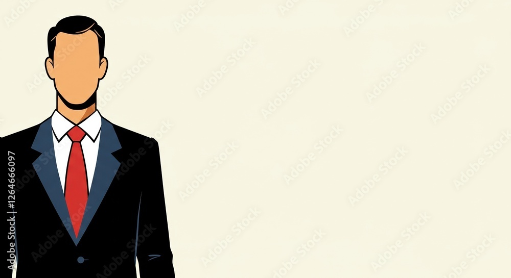 Business Professional Illustration in Formal Suit with Red Tie on Background for Design and Branding Concepts Business Professional Illustration in Formal Suit with Red Tie on Background for Design and Branding Concepts