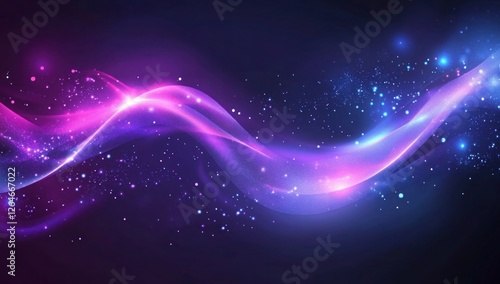 Futuristic Flow Glowing Waves in Purple and Blue, Dynamic Elegance Modern Dark Abstract Background, Radiant Technology Shiny Lines and Abstract Waves