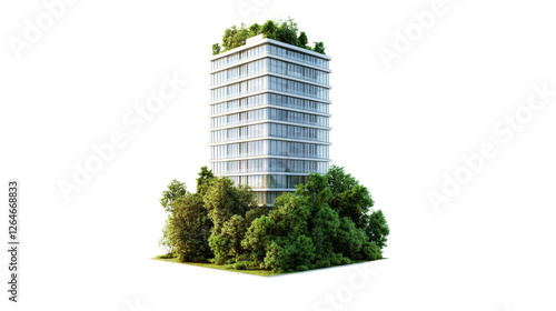 Sustainable building design urban environment architectural render green spaces aerial view eco-friendly concept