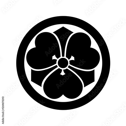 家紋　丸に剣片喰紋　かたばみ