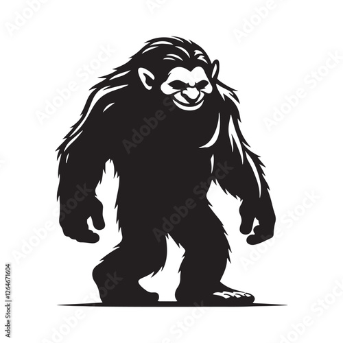 Troll silhouette showcasing the mystery of ancient mythical creatures - Troll illustration - Troll vector - mythical creature silhouette
