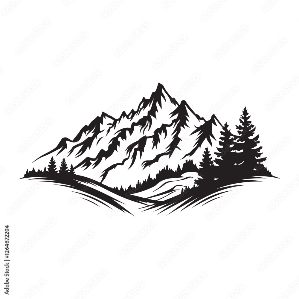 Fototapeta premium Mountain silhouette icon vector