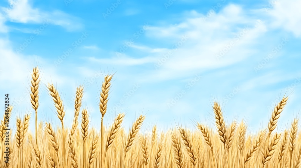 Fototapeta premium Golden Wheat Field Under A Vibrant Sky