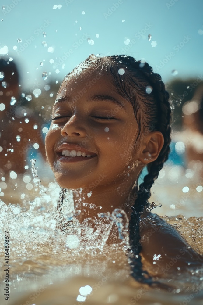 Obraz premium Girl playing in water