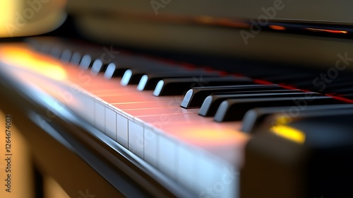 Piano Keys Illuminated Warm Light Digital Art