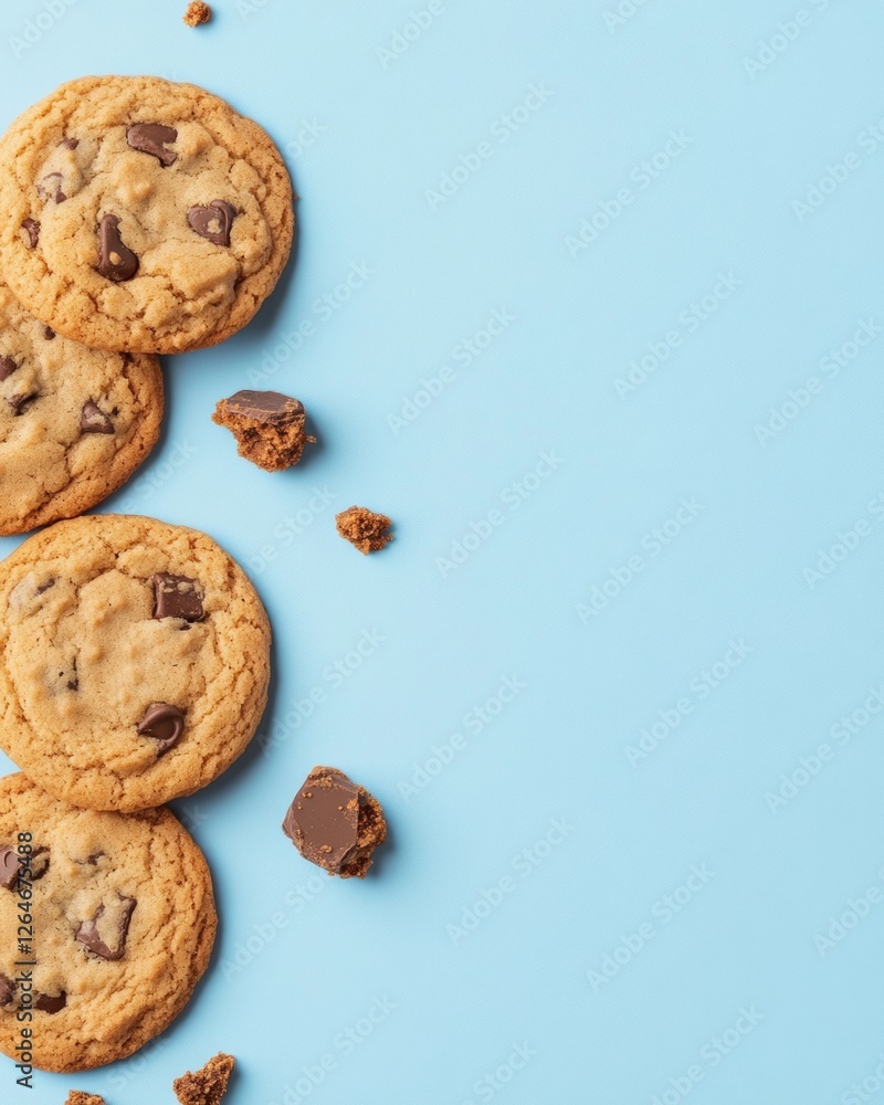 Rustic Culinary Appeal Chocolate Chip Cookies with Textured Crumb Details on Minimalist Surface - Authentic Bakery Branding and Homemade Quality Promotion Rustic Culinary Appeal Chocolate Chip Cookies with Textured Crumb Details on Minimalist Surface - Authentic Bakery Branding and Homemade Quality Promotion