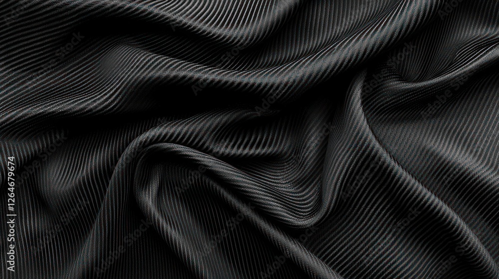 Black Glittering Fabric With Soft Folds And Shimmering Texture Black Glittering Fabric With Soft Folds And Shimmering Texture