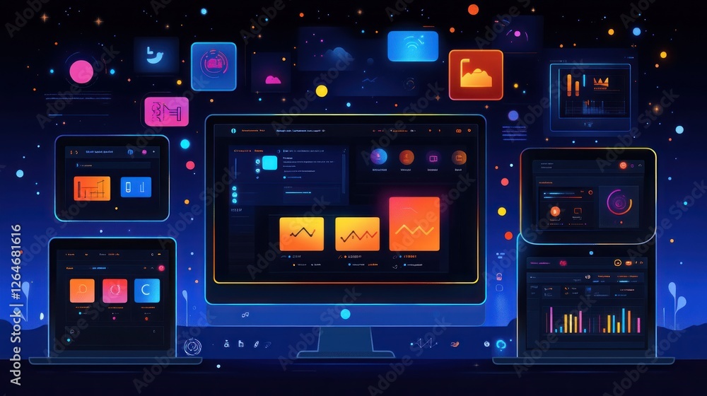 Neon UI Design: Futuristic Dashboard Interface Neon UI Design: Futuristic Dashboard Interface
