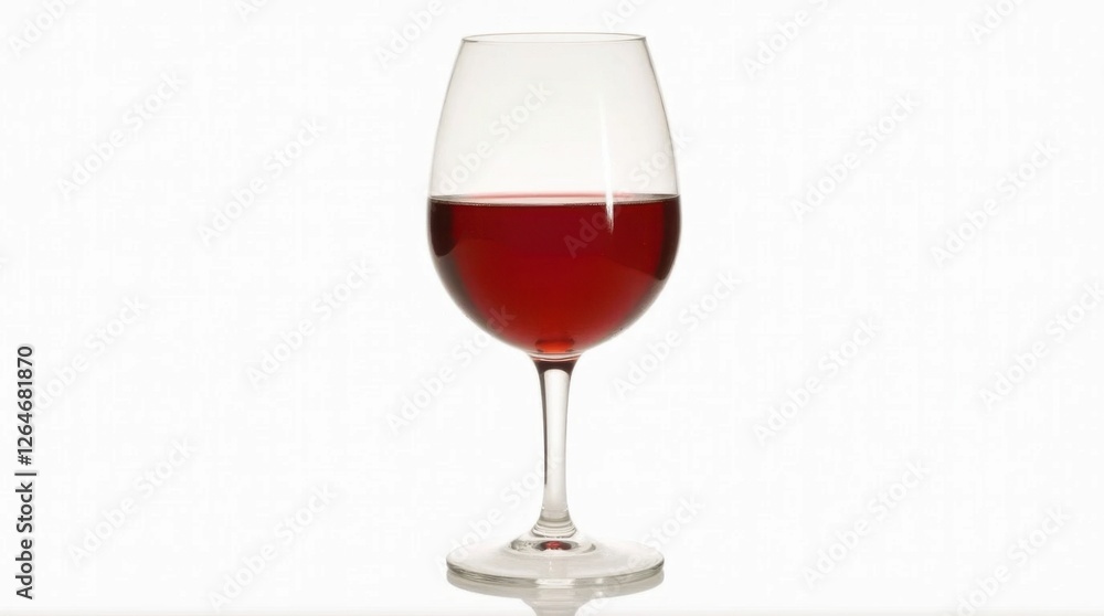 Transparent Wine Glass with Red Wine on White Background Transparent Wine Glass with Red Wine on White Background