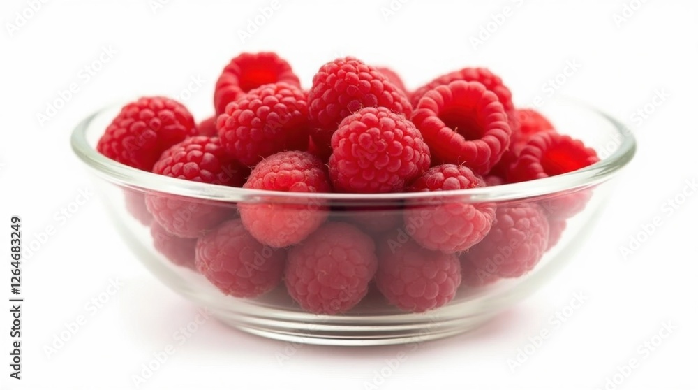 Fresh Raspberries in a Transparent Bowl Fresh Raspberries in a Transparent Bowl