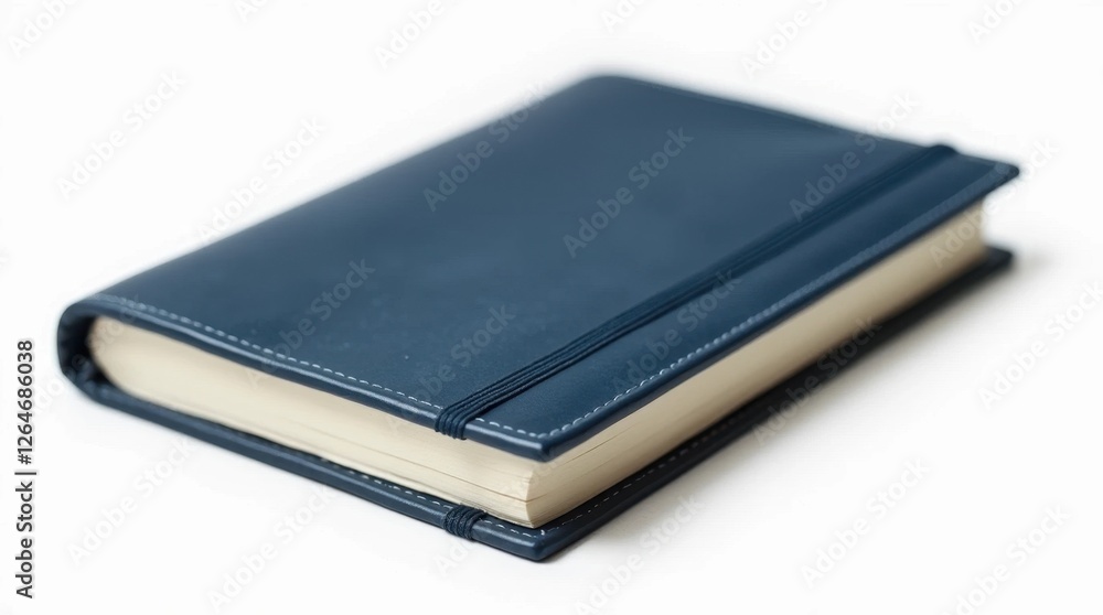 Bold Indigo Notebook with Leather Cover Isolated on White Background Bold Indigo Notebook with Leather Cover Isolated on White Background