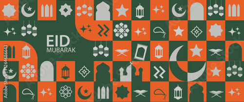 greeting cards Ramadan and Eid background with copy space,Eid Al-Fitr Mubarak, Ramadan Kareem, Islamic Style Greeting Background Collection Set with Arabic Ornaments