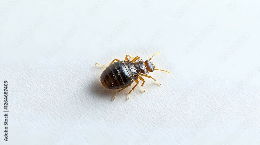 Brown Bed Bug Crawling On White Surface Brown Bed Bug Crawling On White Surface