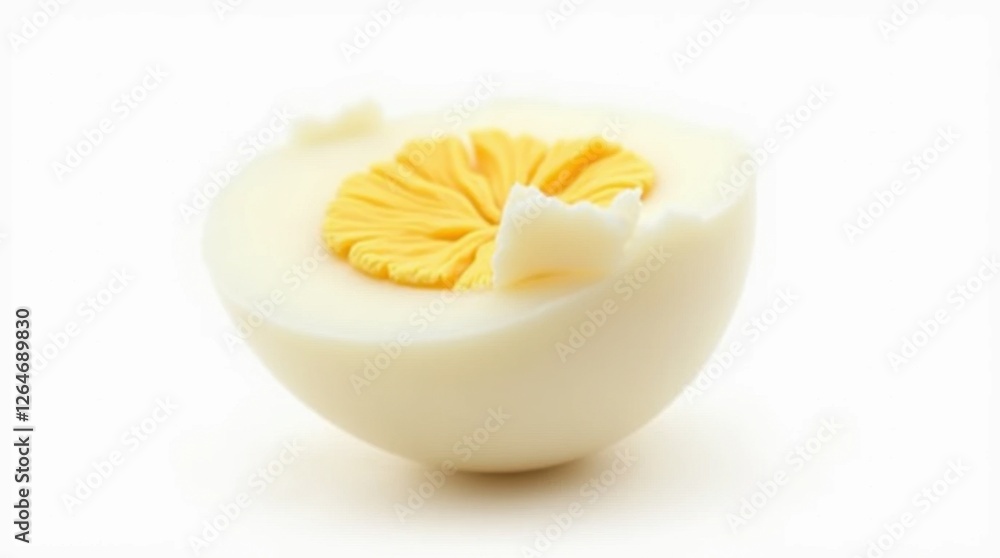 Single Peeled Hard-Boiled Egg on White Background Single Peeled Hard-Boiled Egg on White Background